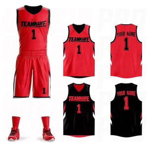 Camiseta de Baloncesto Reversible Personalizada con Nombre y Número, Roja y Negra, Precio al por Mayor, Uniforme de Baloncesto Liso para Hombre - Product Image 1