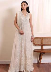 Elegant <b>Pink</b> Organza Kurta Floral Embroidery Ankle-Length Regular Fit Reversible Recycled Materials Women <b>Wedding</b> <b>Dress</b> India - Product Image 5
