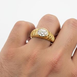 Oval Cut Moissanite Mens <b>Ring</b> 925 Sterling Silver Yellow Gold Plated Modern Engagement Band Minimalist <b>Statement</b> <b>Ring</b> - Product Image 4