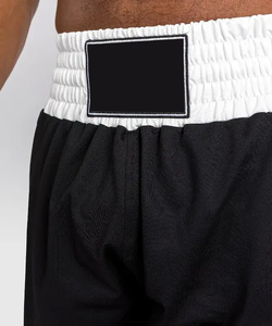 Shorts de boxe noirs pour hommes avec ceinture et bordure blanches, coupe régulière, respirants, en polyester, vêtements d'arts martiaux pour adultes - Product Image 6