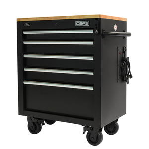 Armoire à outils en acier thermolaqué à 5 tiroirs avec plan de travail relevable manuellement inclus dans le titre. - Product Image 5