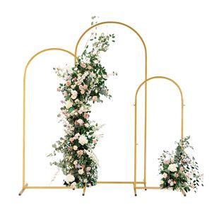 Set di tre archi nuziali in ferro battuto da 5,9ft+4,9ft+3,9ft, fondale superiore in ferro con finitura oro naturale, fondale metallico per fioriere - Product Image 2