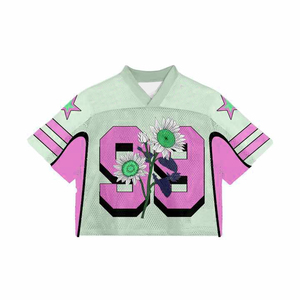 Camiseta Deportiva de Malla para Adultos - Ropa Deportiva con Estampado Personalizado del Equipo - Top Deportivo Transpirable con Estampado Floral de Manga Corta - Product Image 3