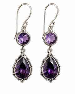 Pendientes Colgantes de Amatista Púrpura, Joyería Boho con Piedras Preciosas, Hechos a Mano, Regalo de Boda o Compromiso para Ella, Chapados en Plata de Ley - Product Image 1