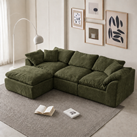 Grand canapé-lit confortable en forme de L, 3 places, canapé modulaire en tissu chenille, assise profonde, avec chaise longue