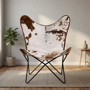 Silla Butterfly de Diseño Vintage con Acabado en Cuero Genuino, Plegable, Ecológica, Estructura Estable, para Dormitorio, Comedor, Oficina en Casa - Product Image 4