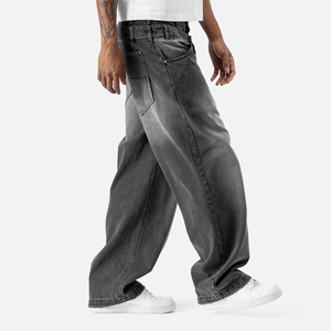 Custom Vintage <b>Men</b>’s Wide Leg Baggy <b>Carpenter</b> Style Cargo <b>Jeans</b> Mid Waist Straight Fit Streetwear Denim Pants Trousers - Product Image 6