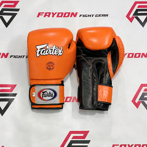 Guantes de Sparring Fairtex Personalizados de Alta Calidad en Naranja y Negro para Hombre, Guantes de Entrenamiento Profesionales de Cuero para Kickboxing - Product Image 1
