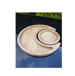 Bandeja de Madera Natural con Diseño de Luna y Estrella, Plato Decorativo para Eid Mubarak, Bandeja Grande para Frutas, Postres y Cupcakes para Fiestas en Casa - Product Image 4