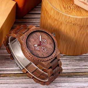 Montre ronde en bois artisanale Art Déco avec logo personnalisé, mouvement à quartz, usage quotidien, taille sur mesure - Product Image 5