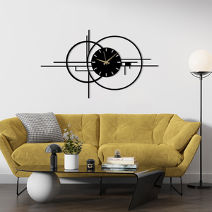 Reloj de Pared Moderno de Metal con Diseño Geométrico de Círculos Superpuestos, Reloj Artístico Contemporáneo, Decoración de Pared para Dormitorio y Hogar - Product Image 2