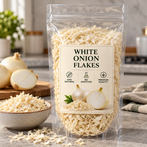 Flocons d'oignon blanc déshydratés |   Oignon séché de qualité supérieure pour la transformation alimentaire, assaisonnement, vente en gros, approvisionnement en vrac, exportation, 100g à 25kg - Product Image 1