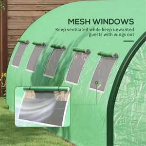 "24.6FT X 10FT X 6.6FT Walk-in Greenhouse with Tempered Glass and Steel <b>Frame</b> for <b>Planting</b> and Hydroponic Grow" - Product Image 5