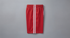 <b>Red</b> <b>Men's</b> Knitted Mid Waist Sports <b>Shorts</b> with Drawstring Elastic Front Logo Stripe Side Design Polyester/Cotton 260g In-Stock - Product Image 3
