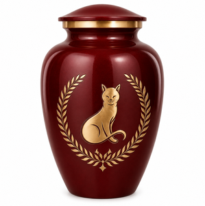 Beautiful Maroon Gold Paw Wings with Lace Engraved Memorial Cremation Urn for <b>Pets</b> Funeral <b>Ashes</b> - Product Image 5