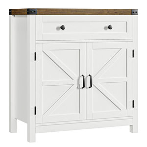 Modern Farmhouse <b>Kitchen</b> Cabinets Two Tone White Wooden Storage <b>Sideboard</b> Barn Door Drawer Cupboard Living Room Entryway - Product Image 3