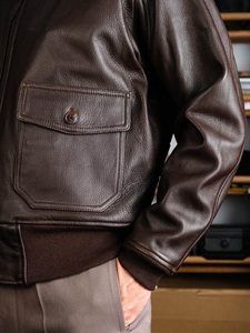 <b>Genuine</b> Sheep skin Brown <b>leather</b> <b>jacket</b> FUR COLLAR 40% off with free shipping - Product Image 3