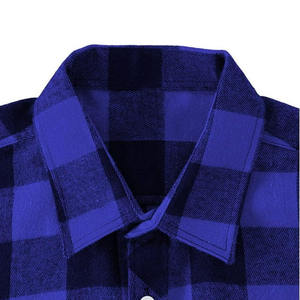 Camisa de Franela a Cuadros Azul para Hombre, de Algodón, Oversize, con Botones, Manga Larga, para Otoño e Invierno, Diseño Nuevo, Venta al Por Mayor Personalizada OEM - Product Image 3