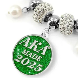   Bracelet pour femme Made 2025, élégant, couleur vert et argent, bijou à breloques, accessoire de mode pour poignet, inspiré des sororités, qualité supérieure - Product Image 6