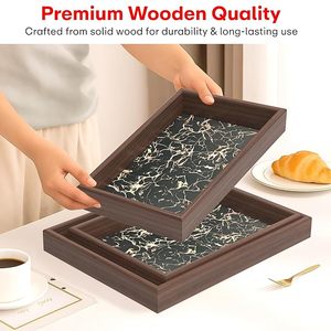 Modern Art Decorative for Wood Serving Tray with Marble Pattern <b>Engraved</b> Design for Kitchen Dining Restaurant - Product Image 3