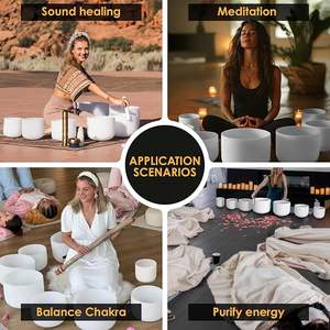 ชุดขันคริสตัลเสียงใส 432HZ ขนาด 6-12 นิ้ว จำนวน 7 ใบ พร้อมกระเป๋าใส่แบบหนาสีเขียว 2 ใบ - Product Image 5