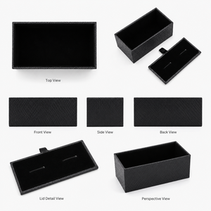 Caja de Regalo Rígida Negra de Lujo con Tapa, Caja de Empaque Texturizada Premium para Joyería, Cosméticos, Relojes y Productos de Alta Gama - Product Image 2