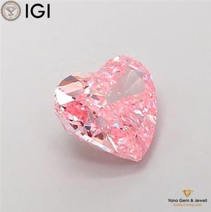 Diamant de laboratoire CVD VS1 Clarity, couleur rose vif fantaisie, taille cœur, 3,00 carats, certifié IGI, pour centre de bijoux personnalisé - Product Image 3