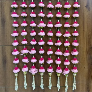 Décoration murale florale avec pompons, style bohème, pour salon intérieur, décoration de mariage, en fibres végétales - Product Image 2