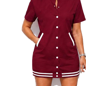 Premium DST S-2XL Sports Style Summer Baseball Shirt Mini <b>Dress</b> Women Short Sleeve Button Bodycon Casual <b>Dress</b> Streetwear - Product Image 6