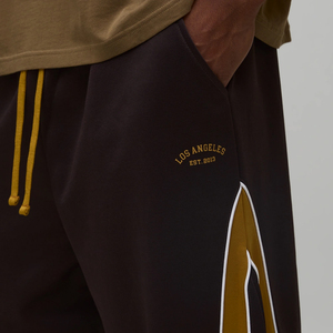 Pantalon de jogging ample en tricot avec bande latérale, confortable, style streetwear pour homme, avec poches latérales, taille à cordon de serrage, logo LA - Product Image 3