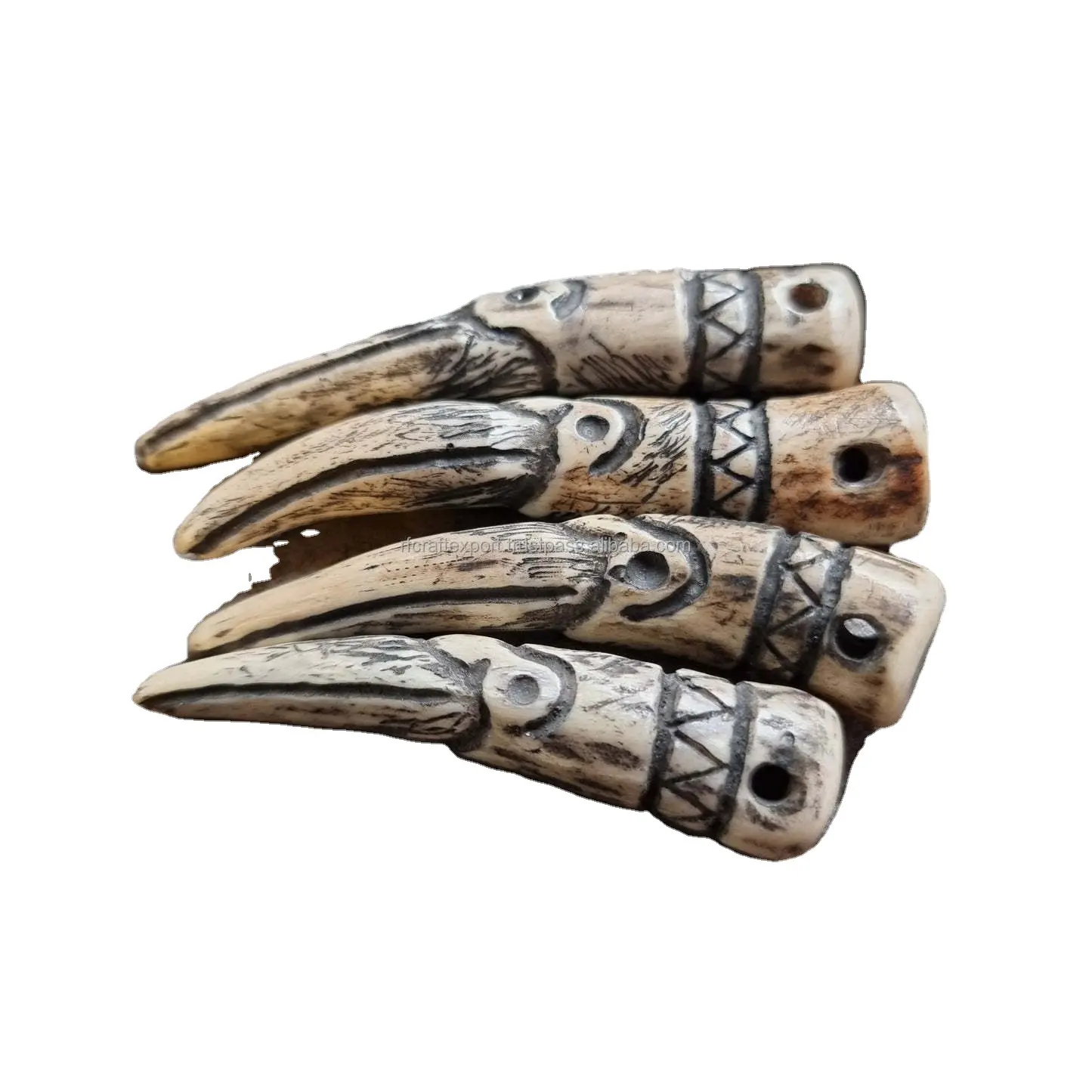 Ciondolo forgiato a mano per uomo antico corno d'osso ispirato a denti di elefante vichingo/norreno/celtico/medievale
