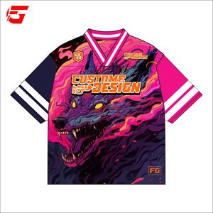 Maillot de sport personnalisé en sublimation 100 % polyester mesh, col en V rétro, manches courtes, séchage rapide, pour uniforme d'équipe, impression intégrale - Product Image 3
