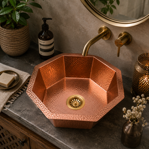 Évier de cuisine octogonal en cuivre martelé fait main, style ferme, pour préparation culinaire, à encastrer ou à poser, fabricant et fournisseur OEM pour hôtels - Product Image 4