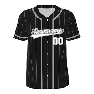 Premium Quality Unisex Baseball Jersey Breathable 100% Organic Cotton Silk Screen Printed V-neck Custom Logo Team Name Quick Dry - Product Image 3