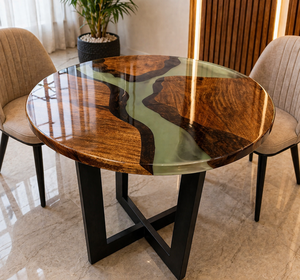 Premium Modern Eco-Friendly Round <b>Clear</b> Epoxy Resin Coffee <b>Table</b> Handmade Tabletop for Home Hotel Interior Furniture - Product Image 1