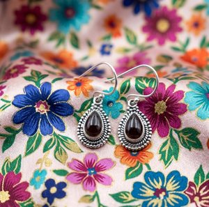 925 Sterling Silver Garnet Teardrop <b>Dangle</b> <b>Earrings</b> Vintage Boho Handmade Women Jewelry Rose <b>Gold</b> Yellow <b>Gold</b> Plated <b>Earring</b> her - Product Image 1