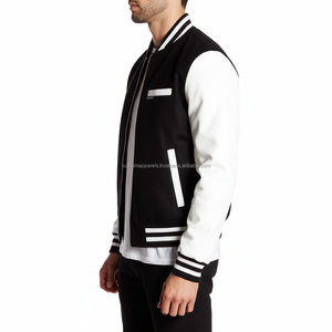 Veste universitaire pour homme, coupe ajustée, en laine, avec patchs brodés personnalisés, logos d'équipe, manches en cuir de vache - Product Image 3