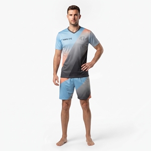 Maillot d'entraînement de football pour homme de haute qualité, léger, col en V, haut et short pour adulte, 100 % polyester, vêtements de sport, tenue d'équipe - Product Image 1