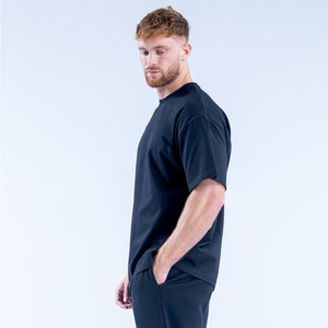 T-shirt en coton surdimensionné pour homme avec logo personnalisé, style urbain, coupe décontractée, délavage vintage, tissu épais, haut de mode vierge - Product Image 2