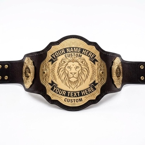 Sports Championship <b>Belt</b> with <b>Red</b> Eagle Artwork, Gold Tone Metal Plates and Leather Style Strap for Unisex Champions - Product Image 3