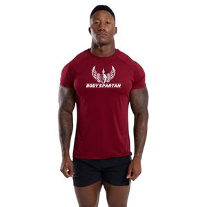 T-shirt de performance bordeaux pour homme en coton premium, coupe athlétique, col rond, pour la gym, l'entraînement et les loisirs - Product Image 1