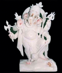 Magnifique statue de Ganesha en marbre blanc, fabricant de statues de Ganesha en marbre blanc indien. - Product Image 6