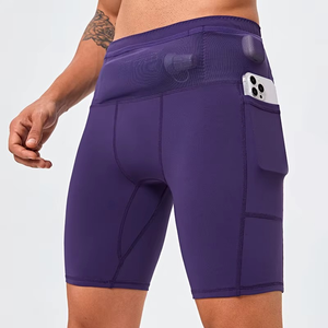 New Unisex Solid High-<b>Elasticity</b> Quick-Dry Pocket Training Yoga Shorts for Running Fitness Outdoor Activities - Product Image 3
