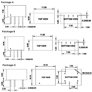ตัวแปลงไฟ 1W 12 โวลต์เป็น 5 โวลต์ ดีซี ดีซี พร้อมแพ็คเกจ SIP-4 และ DIL-8, -40 ° ซีถึง 105 ° อุณหภูมิการทำงานของ C - Product Image 3