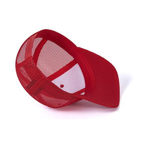 Gorra Trucker Roja de 6 Paneles, Unisex, Casual, de Color Sólido, con Malla, Cierre Trasero Ajustable, Gorra de Béisbol - Product Image 3