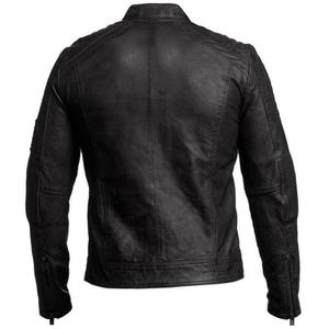 Chaqueta de Cuero Negra Impermeable para Hombre, Estilo Motero Vintage, Cuello Mao, Marca Genuine Men's Fashion - Product Image 3