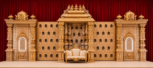 Décoration de scène Manavarai sur le thème Or Divin pour mariage sud-indien, en fibre de verre légère, pour cérémonie de mariage traditionnelle, vente en gros - Product Image 2