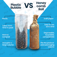 Rouleau de papier kraft nid d'abeille flexible, léger, recyclable et écologique Picknpack, 15 pouces x 100 mètres |   Coussin