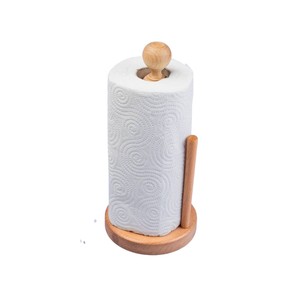 Modern Wooden <b>Paper</b> Towel Holder For <b>Kitchen</b> Solid Oak Vertical Tissue Roll Stand With Weighted Anti Slip Base For Home Use - Product Image 2