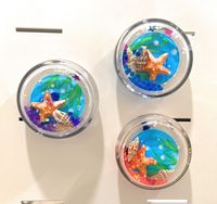 Aimant de réfrigérateur rond en acrylique avec liquide à l'intérieur et des animaux mignons en 3D flottants